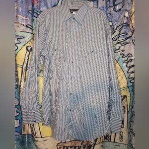 Mens Large Wrangler Pearl Snap Shirt Gray  Cowboy Country Rodeo Ranch Grandpa